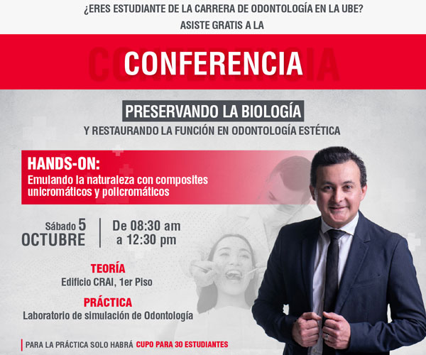 Estimados estudiantes de la carrera de Odontología Nos complace invitarlos a la próxima conferencia GRATUITA