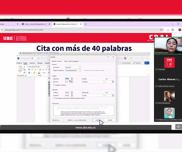 UBE realiza capacitaciones a estudiantes para el uso de Zotero