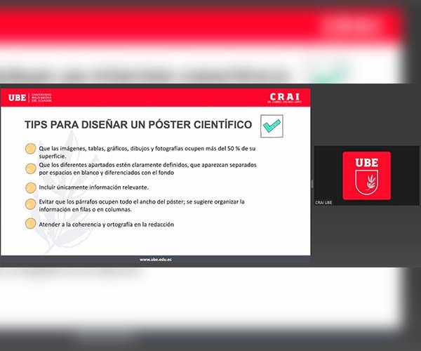 CRAI de la UBE capacita a estudiantes en elaboración de pósteres científicos