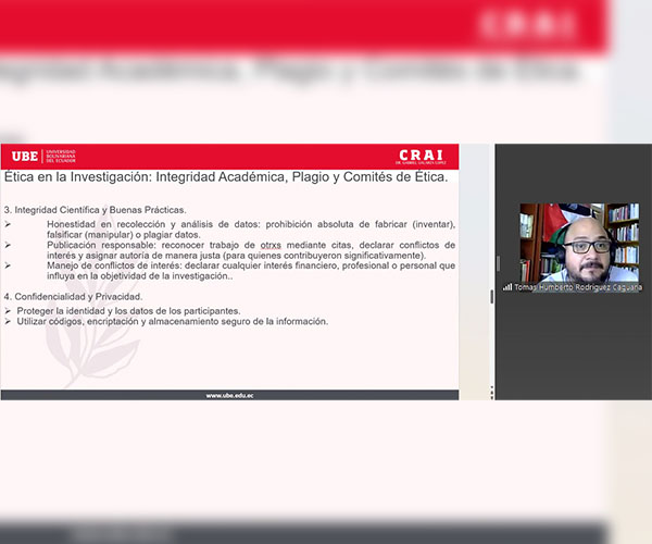 CRAI de la UBE capacita a docentes e investigadores en ética de la investigación