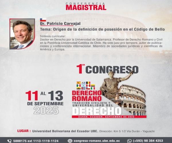 Conferencista internacional en el Congreso de Derecho Romano