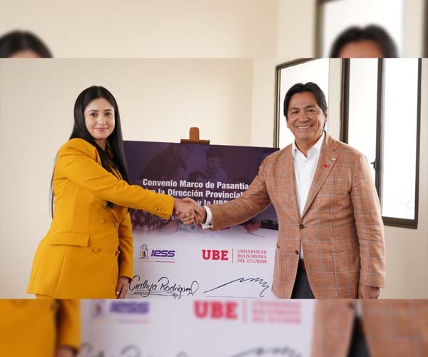 UBE e IESS suscriben convenio marco de pasantías para fortalecer la formación profesional estudiantil